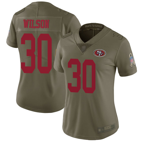 San Francisco 49ers Limited Olive Women Jeff Wilson NFL Jersey #30 2017 Salute to Service->youth nfl jersey->Youth Jersey